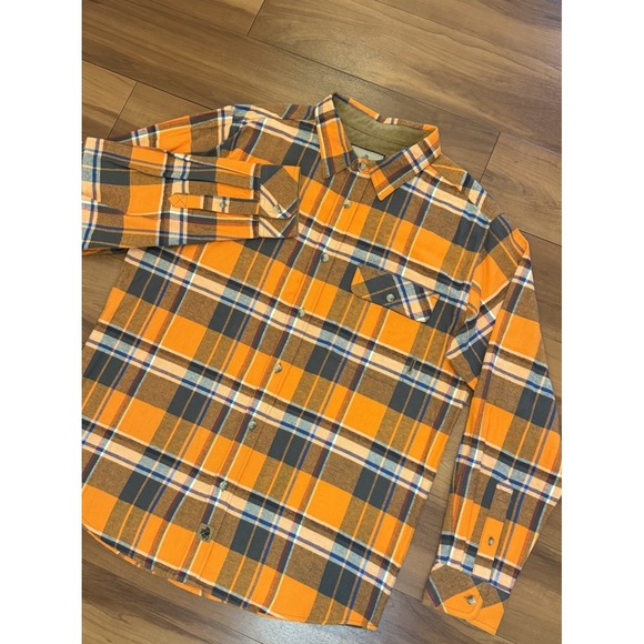 Legendary Whitetails Other - Legendary Whitetails Flannel Shirt Orange Plaid Button Up Cotton Mens Size Large